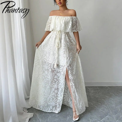 🍒summer white dress summer maxi white outfit for women boho fashion wear chic clothing long  feminine maxi occassion wear Look Boss In Emboss
