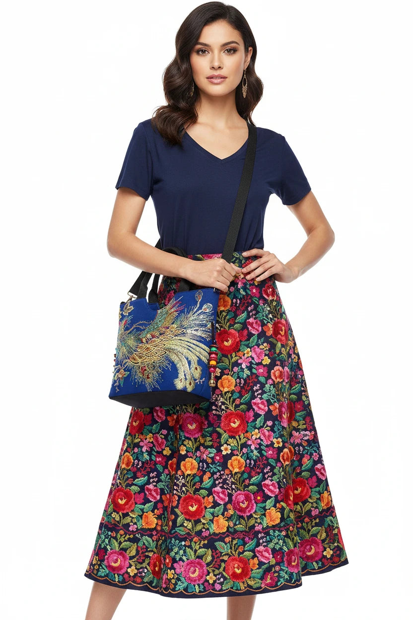 🍒Sequins tote bag ethnic style peacock embroidery handbags ladies vintage canvas crossbody bag grab bag smart casual accesssories Display Your Style With A peacock