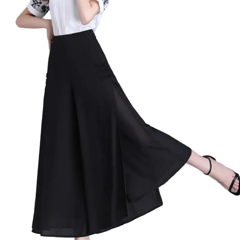 🍒High waist summer skirt trousers for women smart casual wear a-line clothing aesthetic quality pants No Need To Look Far And Wide For This Wide Wide