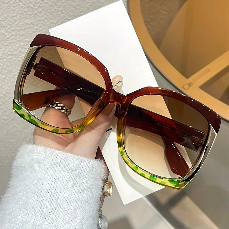 🍒oversized square fashion sunglasses for women anti-Glare durable pc frame with chic metal hinges - perfect for beach glasses travel sunglasses for all seasons Colour Cools