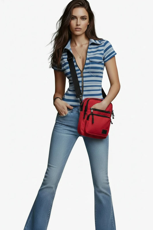 🍒Striped top short sleeve cropped smooth-print design, fashion faux denim printed short-sleeve shirt with real pockets for women casual shirts  Snatch A Stripe Shirt