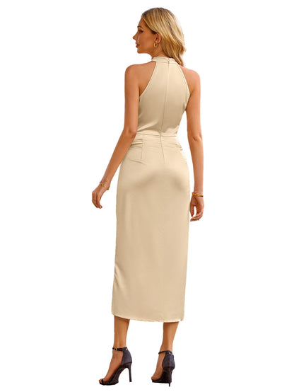 🍒Women's halter evening dresses party fashion clothing elegant long outfit occasion wear midi Be Seen In Emerald Envy Green Or Red Instead…