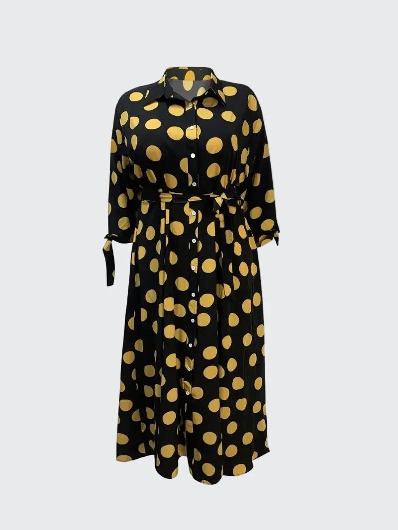 🍒Plus size polka kolletjie rok met moue gedruk hoë middellyf uitrusting maxi rok slim gemaklik vroue a-lyn rok LANK verlang na hierdie KOLLETJIES, DRUK by uitklok