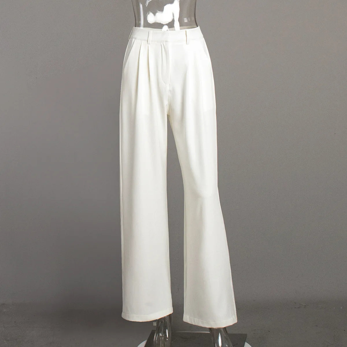 🍒Pure white trousers women high waist wide leg pants smart  casual clothing party occasion wear chic fashion fashion style Be The Cat That Got The Cream
