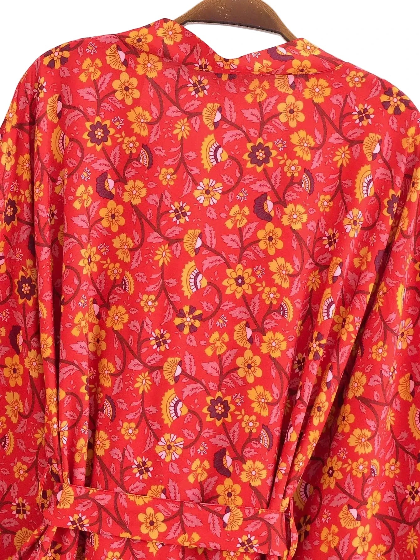 🍒Beach coverups wild floral print short light kimono jacket batwing duster bohemian ladies v-neck rayon short bikini swimwear cover over vacation wear holiday clothing casual wear  Colourful Comfort