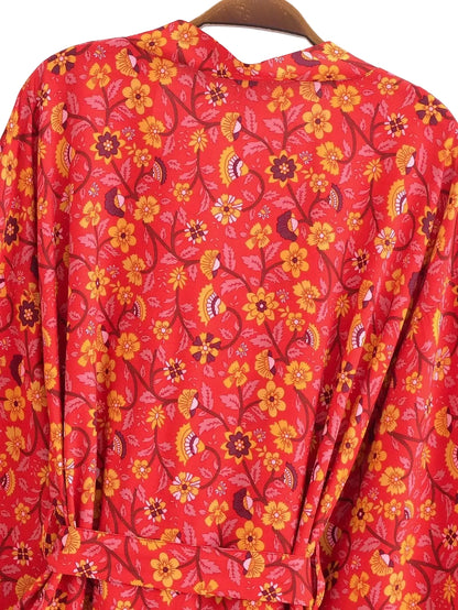 🍒Beach coverups wild floral print short light kimono jacket batwing duster bohemian ladies v-neck rayon short bikini swimwear cover over vacation wear holiday clothing casual wear  Colourful Comfort