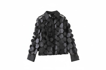 🍒Elegante Franse bloes 3D blom semi-deursigtige gaashemp top vroue lanternmou bloese somer Pick A Peach Or Two