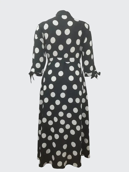 🍒Plus size polka kolletjie rok met moue gedruk hoë middellyf uitrusting maxi rok slim gemaklik vroue a-lyn rok LANK verlang na hierdie KOLLETJIES, DRUK by uitklok