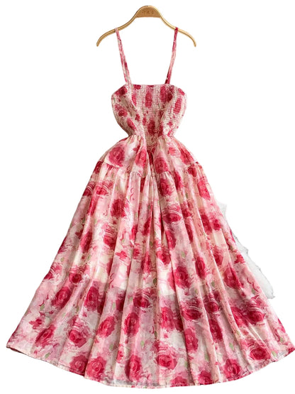 🍒Backless summer dress for women fashion beach wear slip sleeveless spaghetti straps smart casual outfit Flouncey Floral Fun