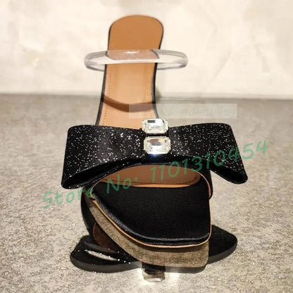 🍒Strikkie satyn hoëhakskoene geleentheidslippers dames kristalsandale bling skoene vir troue somerpompe pvc-band gemaklike ooptoon skoene Sassy Satyn Slippers