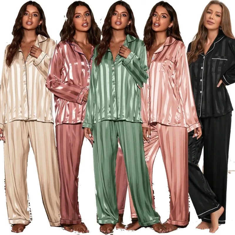 🍒Dames-slaapklere-stelle, huisdrag, PJs-stel, tweekamer, ys-sy-stel, langmou-nagklerehemp en nagklerebroek, syagtige slaapklere. Sluip in syagtige slaapklere.