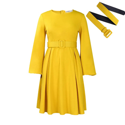 🍒Slim-fit a-lyn-rok in effekleur vroue langmou werksrok met gordel elegante uitrustings kleurvolle slim gemaklike klere Pick A Fruit