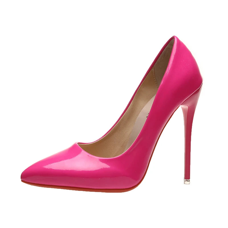 🍒Women’s pointed toe high heels 12cm pumps wedding dress shoes rubber bottom evening occasion footwear for party  pumps black also red Choose Your Colour