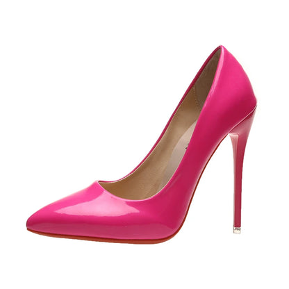🍒Women’s pointed toe high heels 12cm pumps wedding dress shoes rubber bottom evening occasion footwear for party  pumps black also red Choose Your Colour