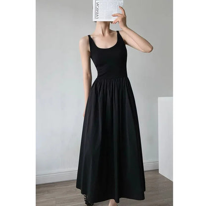 🍒Knitted vest dress long women summer wear simple all-match camisole beach dress high waisted party occasion wear maxi  outfit No Skirting Around A Cool Vest Dress To Impress