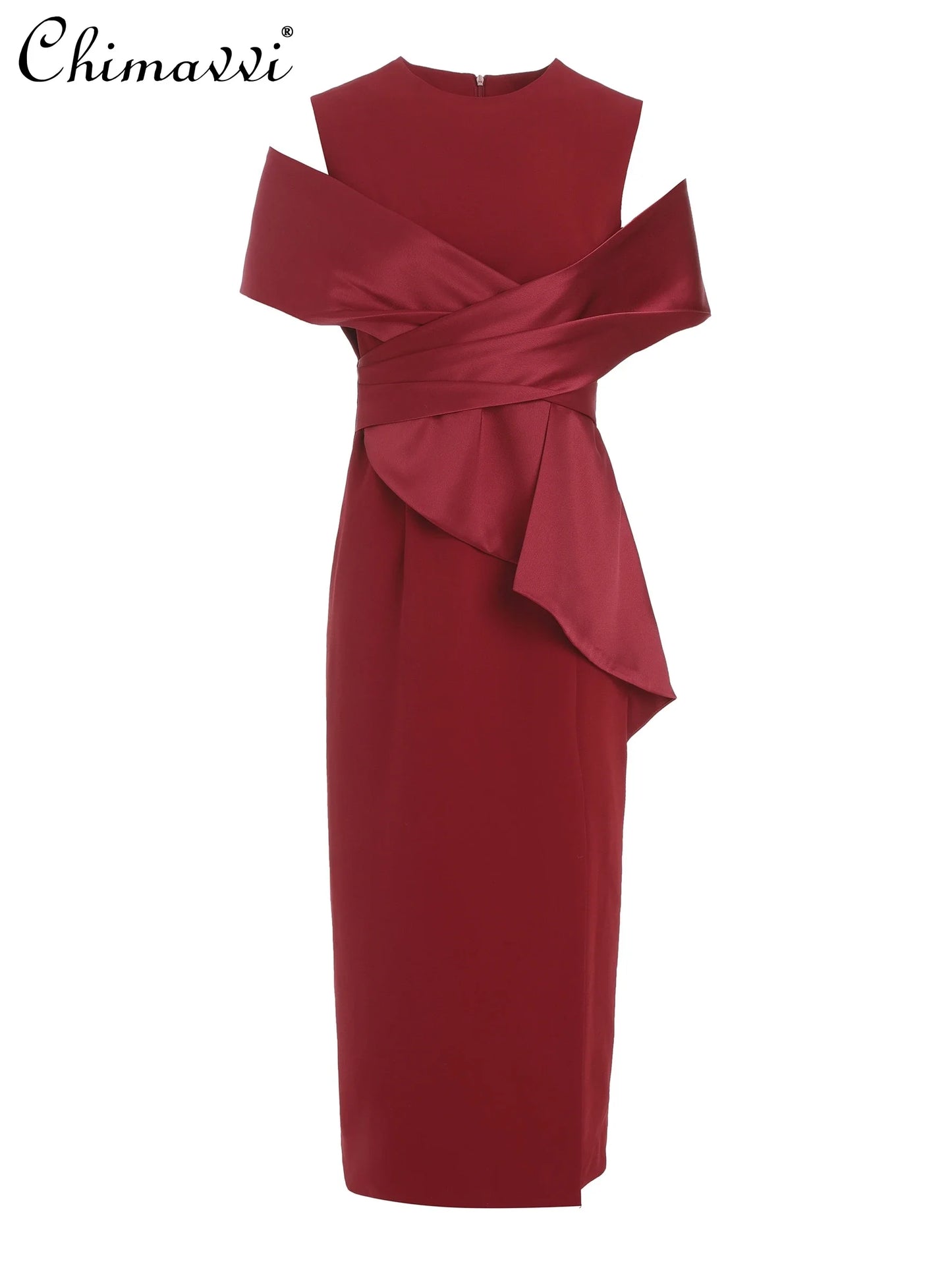 🍒Celebrity elegant gown dress for women party wear fashion off-shoulder outfit high waist with split high end ocassion wear