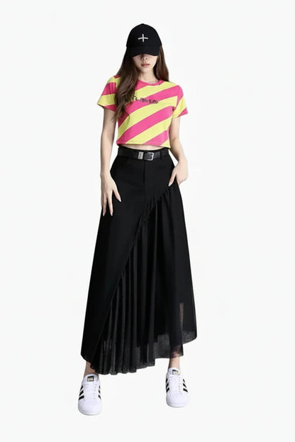 🍒Womens black skirt long smart casual wear vintage a-line skirt Y2k fashion streetwear party occashion clothes Wear Mixed Media A-ffair