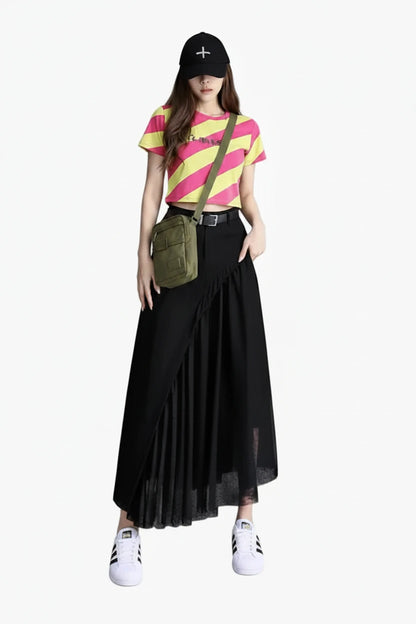 🍒Womens black skirt long smart casual wear vintage a-line skirt Y2k fashion streetwear party occashion clothes Wear Mixed Media A-ffair