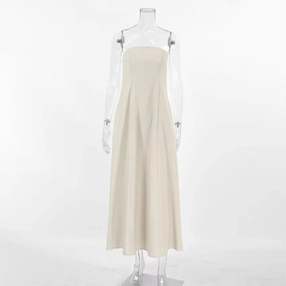 🍒French cotton dresses linen holiday clothes strapless outfits high waist backless summer clothing long dress for women maxi fashion Ladies Line Up For Your linen