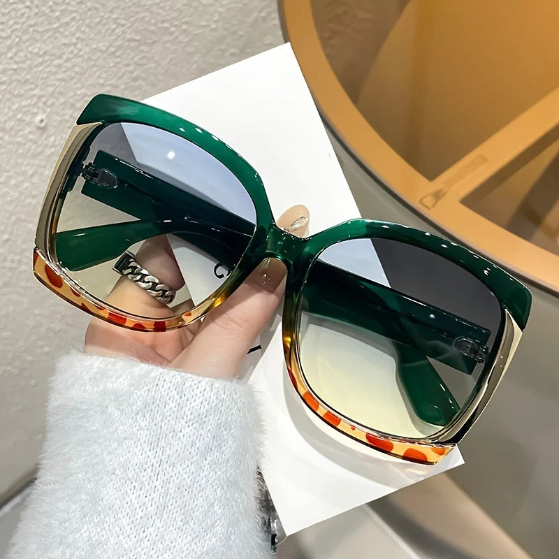 🍒oversized square fashion sunglasses for women anti-Glare durable pc frame with chic metal hinges - perfect for beach glasses travel sunglasses for all seasons Colour Cools
