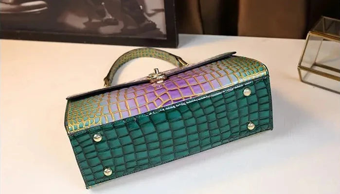 🍒Luxury designer handbags for women crocodile print bag brand high quality crocodile crossbody purse cowhide tote bag women's occasion fashion accessory  Snap Up Your Cool Crinkly Croco