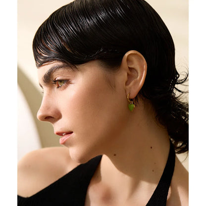 🍒Stainless steel drop hoop earrings heart enamel earrings waterproof charms cute trendy  jewellery summer gold plated stainlless steel earrings jewellery gifts every day earrings