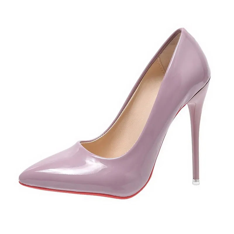 🍒Women’s pointed toe high heels 12cm pumps wedding dress shoes rubber bottom evening occasion footwear for party  pumps black also red Choose Your Colour