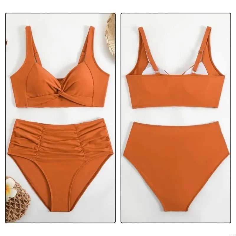 🍒Strap swimwear women high waist bikini set brazilian swimwear cross push up bra beach bathing suit full brief bather Take A Brief Second To Buy These