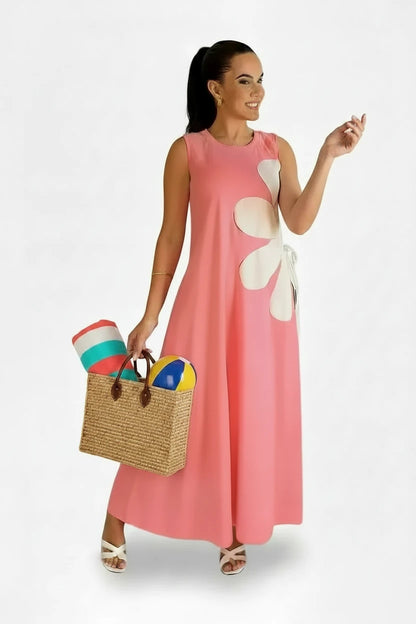 🍒Blommerplasing rok moulose somermode vir vroue blomme-uitrusting gedrukte middellyf hol uit maxi rok vroulike gemaklike drag vakansiedrag strandpartytjieklere Mouloos Ritssluiting agterop vakansiedrag Wees 'n blommevrou aan die kant