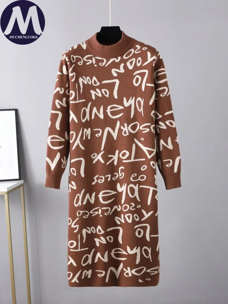 🍒Women's jumper dress o-neck sweaters elegant cool autumn, winter fashion knit pullover smart casual wear