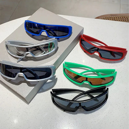 🍒Monoblock sunglasses men stylish punk futuristic outdoor shades trendy wrapped ound UV400 protection eyewear trendy sunnies Cool Wraps
