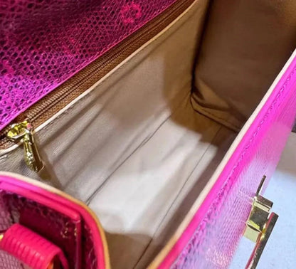 🍒Luxury designer bag brand-high quality genuine leather lizard-print handbag with metal feet single handle crossbody women's fashion accessories trend shoulder bag for occassions Look-At-Me Lizzardy Lovely