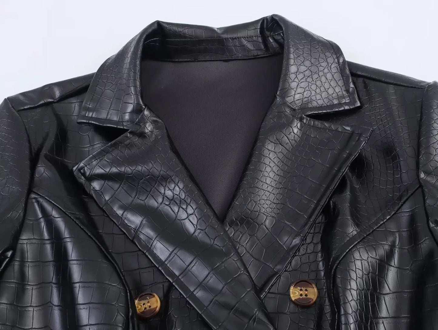 🍒Ekstra lang kunsleer-trenchcoat vintage maxi luukse pu dubbelbors swart ontwerper-buiteklere klere slim gemaklik Krokodilstyl