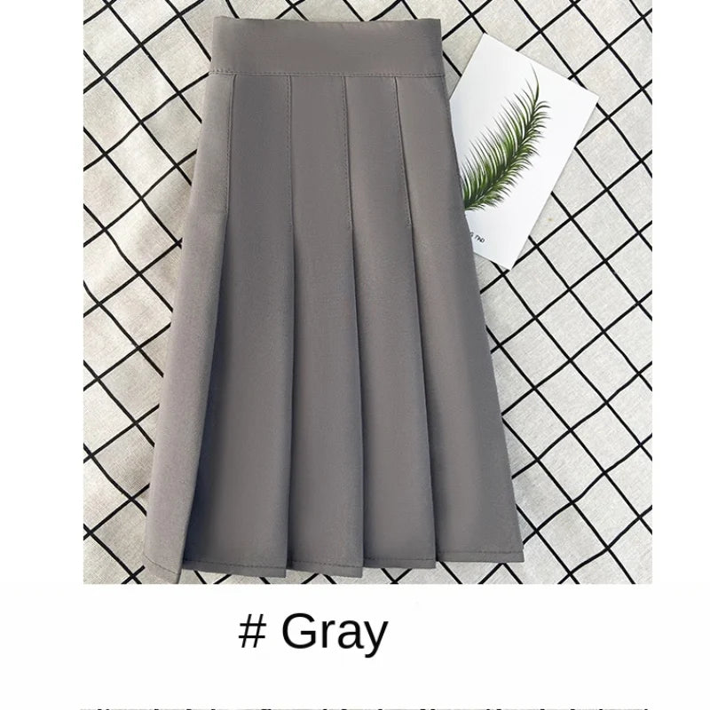 🍒Summer high waist skirt a-line short black plleated midi smart casual clothimg women female fashion wears Get These Box Pleats Boxed