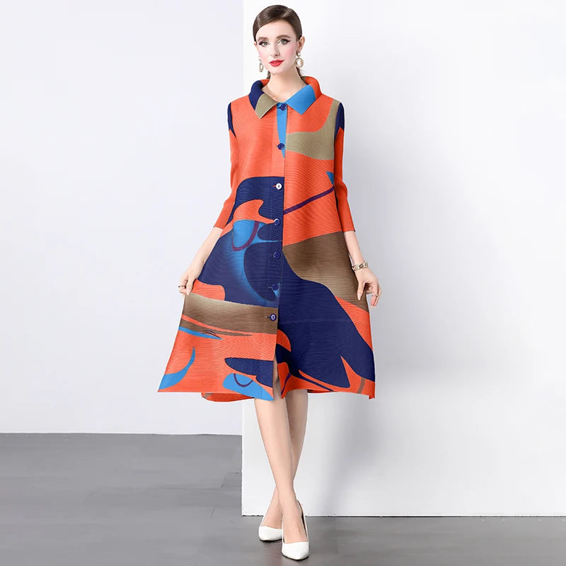 🍒Plus size pleated shirt dress color block outfits loose one size fits all  stretch cardigans smart casual clothing women