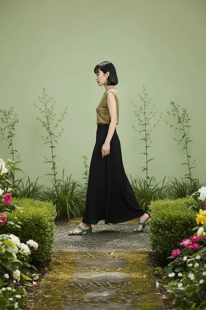 🍒High waist summer skirt trousers for women smart casual wear a-line clothing aesthetic quality pants No Need To Look Far And Wide For This Wide Wide