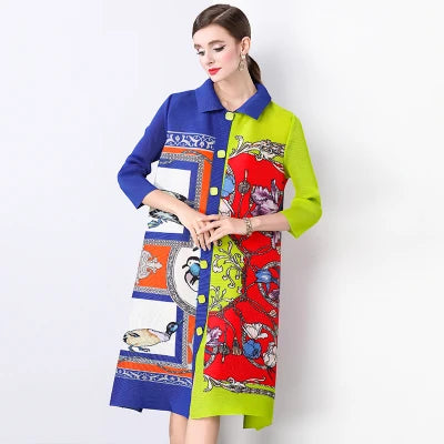 🍒Plus size pleated shirt dress color block outfits loose one size fits all  stretch cardigans smart casual clothing women
