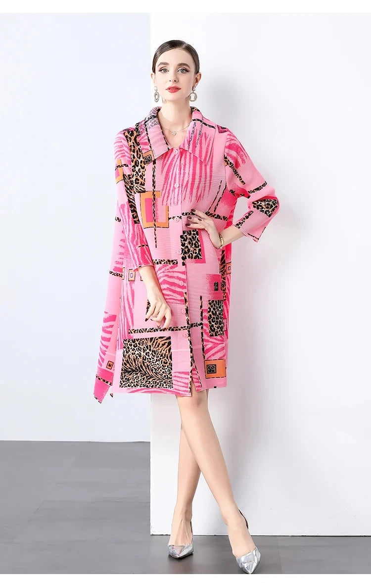 🍒Plus size pleated shirt dress color block outfits loose one size fits all  stretch cardigans smart casual clothing women