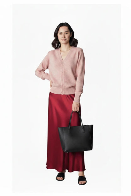 🍒 女式长款缎面半身裙 直筒优雅真丝长裙 松紧腰带 让这条珍品成为您衣橱的瑰宝