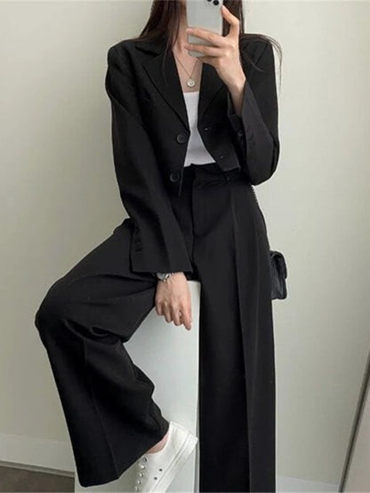🍒两件套女式西装长袖夹克和高腰裤套装 宴会服 商务休闲装 便装