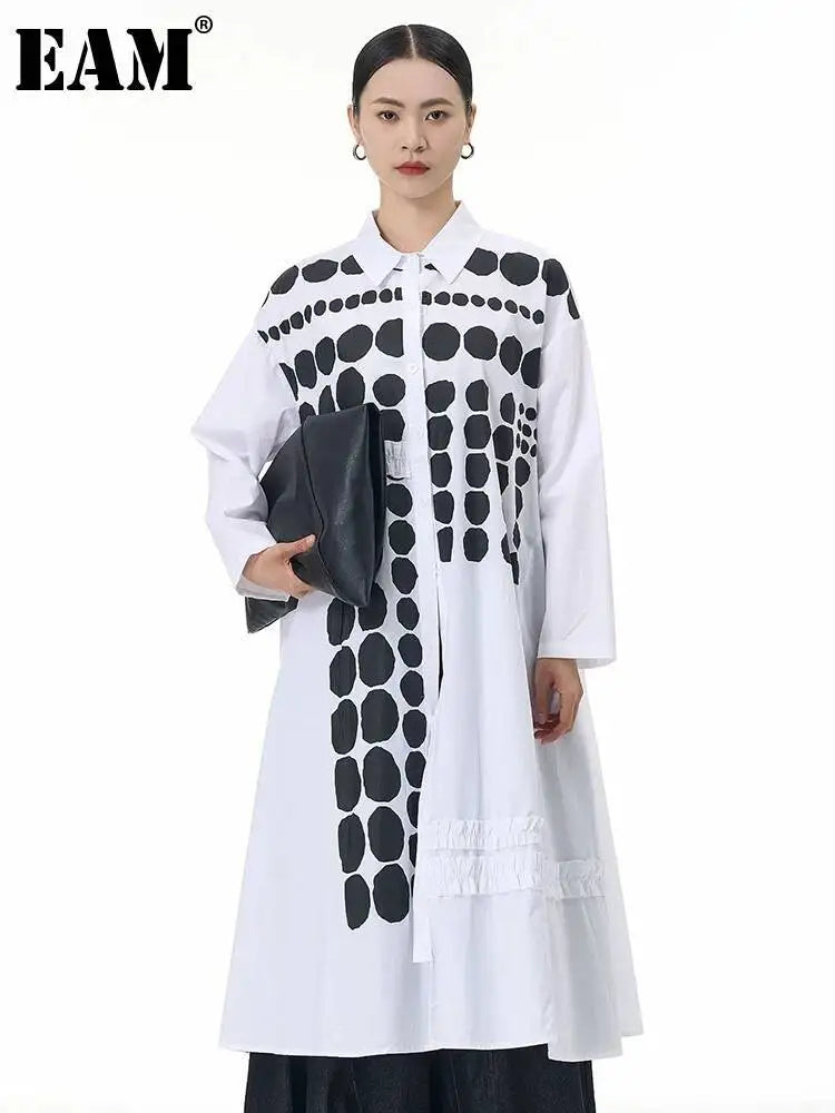 🍒Kolletjiehemp swart en wit elegante plusgrootte midi-rok lente herfs mode langmou mode slim gemaklike drag vir vroue Spot On Shirt
