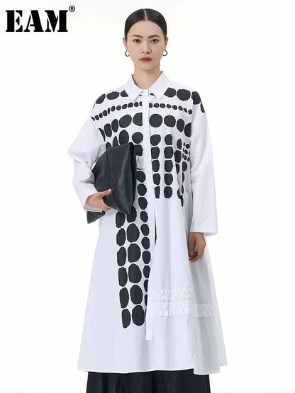 🍒Kolletjiehemp swart en wit elegante plusgrootte midi-rok lente herfs mode langmou mode slim gemaklike drag vir vroue Spot On Shirt