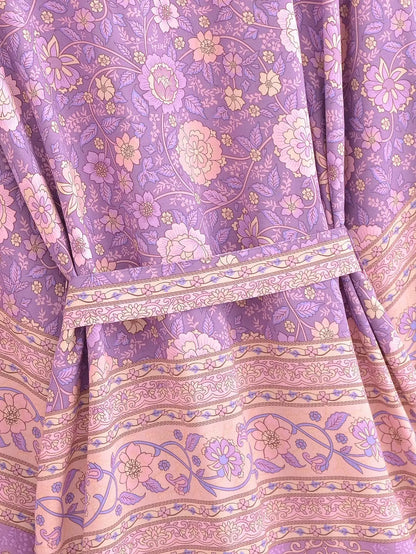 🍒Beach coverups wild floral print short light kimono jacket batwing duster bohemian ladies v-neck rayon short bikini swimwear cover over vacation wear holiday clothing casual wear  Colourful Comfort