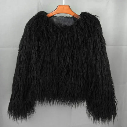 🍒Colorful fur coat for fall winter outerwear fashion pink faux fur jacket thick warm outdoor fashion occasion over jacket women Fluff Up Your Puff