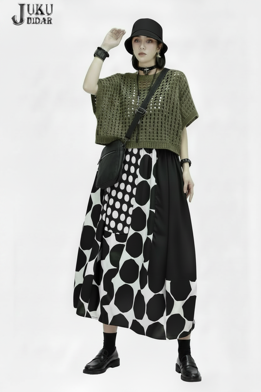 🍒Polka dot fashion summer clothing plus size for woman pullover dress a-line loose fit chic casual wear Spot the Spots