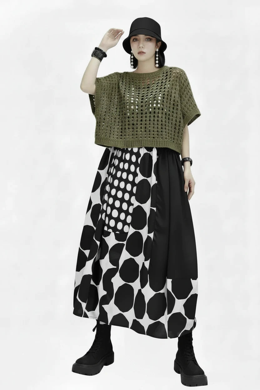 🍒Polka dot fashion summer clothing plus size for woman pullover dress a-line loose fit chic casual wear Spot the Spots