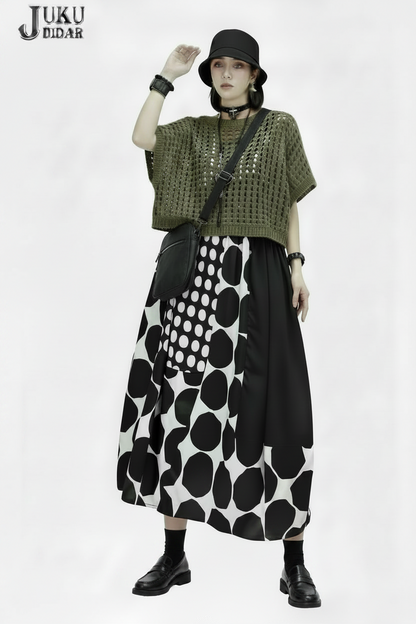 🍒Polka dot fashion summer clothing plus size for woman pullover dress a-line loose fit chic casual wear Spot the Spots