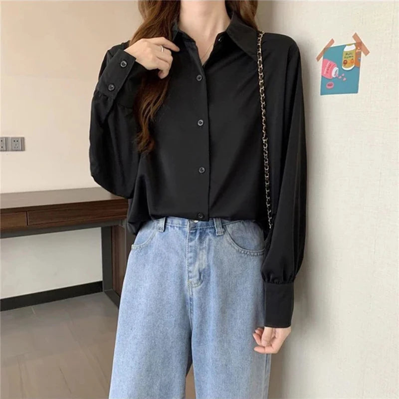 🍒Womens classic shirts smat casual clothing cotton rich shirts office fashion female long sleeve loose blouse solid tops plus size clothes S-4XL Dont Get Shirty About Shirts Get This Shirt
