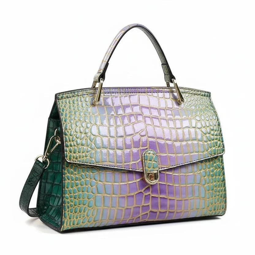 🍒Luxury designer handbags for women crocodile print bag brand high quality crocodile crossbody purse cowhide tote bag women's occasion fashion accessory  Snap Up Your Cool Crinkly Croco