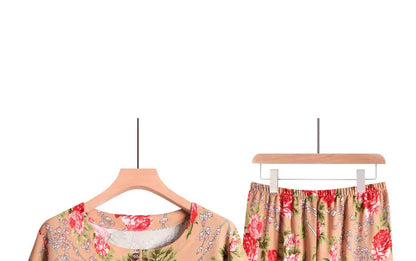 🍒Broek en T-hemp slaapklere stel katoen kortbroek en T-hemp sitkamerdrag bo-stuk en broek tuisdrag Slaapklere vir vroue 2-stuk slaapstel Trek jou BROEK en TEE aan en jy sal REG wees
